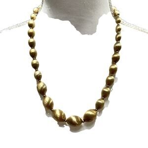 Vintage Gold Tone Beaded Long Necklace Womens Jewelry Estate